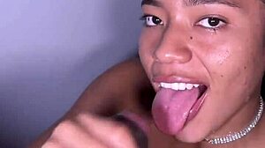 He can't last long and cums early while I suck his huge cock