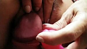 Using Pink Vibrator While Getting Fucked In Pussy And Arse