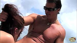 super sexy couple fucking doggystyle by the pool outdoors