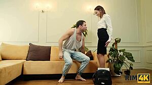 She says, 'Lick my Russian teen ass in heels and stockings, you filthy slave.'