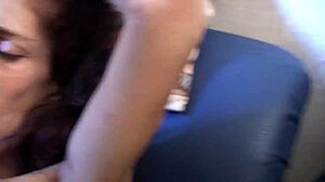 He comes home tired from work and craves oral fun with a hot Italian milf indoors