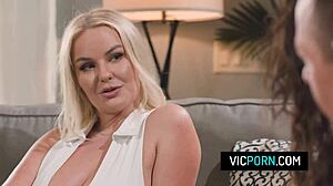 Perv husband fucks babysitter while wife watches