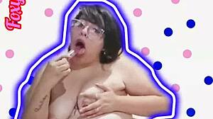 Chubby Beauty Shakes Fat Ass with Toys in Solo Monster Cock Play