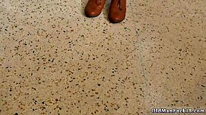 Young brunette rides old wood in HD solo