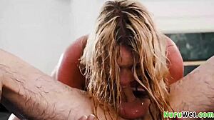 Slutty busty blonde masseuse rides huge dick while fingered by tommy pistol and summer vixen