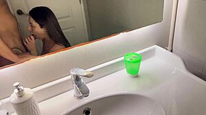 How does Luiza Marcato handle monster cock in bathroom POV pussy fuck?