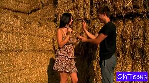 Erika and Karol's big tits on display in public outdoor video.