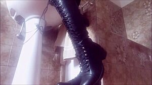 Amateur sissy humiliated in boots and nipple torture