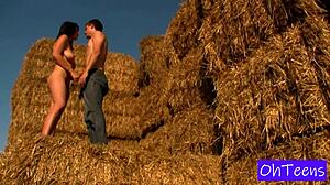 Erika and Karol's big tits on display in public outdoor video.