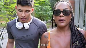 I give my friend's mom a hot ebony cumshot