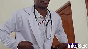 Curvy Peruvian Latina tricks old husband with dark gynecologist. Hospital room turns steamy!