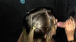 First-time gloryhole action with amateur wife and friend