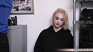 Beautiful blonde shoplifting teen gets punished with sex