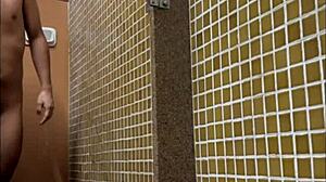 Spying on that big cock in the shower at the gym lockerroom. So thrilling!