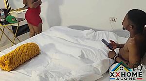 Perverted family step sister sucking big black cock