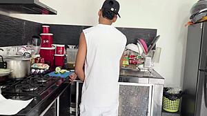 fucking my sister-in-law in the kitchen, cumming inside