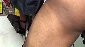 Ebony babe licks phat pussy while bound in bondage