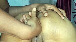 Desi Indian bhabhi bent over for doggy style with hot ass licking action!