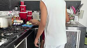 fucking my sister-in-law in the kitchen, cumming inside