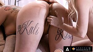 Hot Lesbian Threesome! Teens Finger Pussies in 69 and Face Sitting Fantasy!