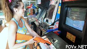 Tattooed mighty man uses his cock to fuck sexy nymph