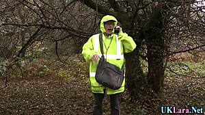 The british whore in heels gets her clothes ripped by a big cock, dripping cum in hardcore action.