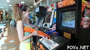 Tattooed mighty man uses his cock to fuck sexy nymph