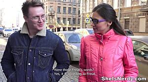 she's nerdy, but we fucked her hard in lingerie, ripped clothes, and gave a cumshot