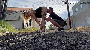 Oh, public pussy licking leads to car sex orgasm!