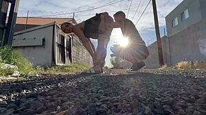 Oh, public pussy licking leads to car sex orgasm!