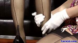 mature british lesbian indulges in oral pleasures with heels and lingerie