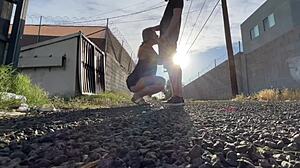 Oh, public pussy licking leads to car sex orgasm!