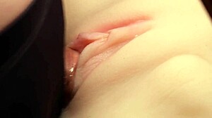 flush lube in shaved pussy with toys