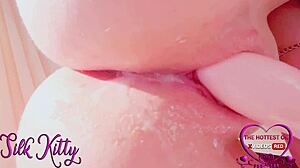 Wow, extra close-up ASMR masturbation with toy and huge orgasm!