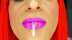 Sloppy slut loves messy face fucking and spitting