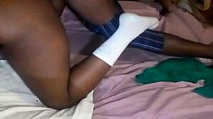 ebony amateur bends over for doggystyle shots