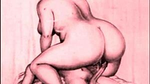 vintage erotic drawings featuring hairy antique figures in retro settings.