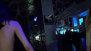 Cute Teen Taya Tutsi Strips Nude in Public at Disco to Dance with Friend.