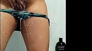 Beautiful pregnant housewife in action in this homemade video