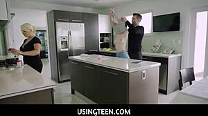 in the kitchen, london rose, the big titted teen step daughter, is always ready for freeuse by tristan summers