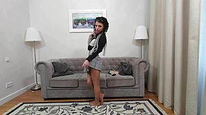 Kim's legs in black pantyhose and skirt, only women's pleasure