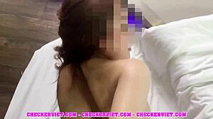 Em ly gives deep blowjob and swallows asian big tits