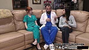 Freshman ditria rose moans through mandatory hitachi orgasm backstage