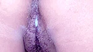 Cheating Filipina pregnant wife begs for cum in her tight hairy slit.