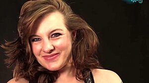 Barefoot Brunette Housewife Gives Dildo Footjob