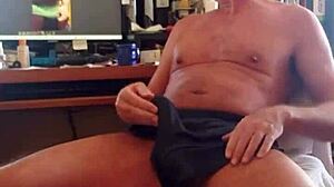 My hot uncut friend with a huge bulge drives pervy papifachero crazy showing off