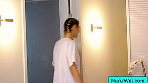 Sexy Teen Masseuse Delilah Day Slips on Nuru Gel for Anthony Pierce