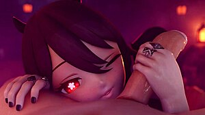 Hu Tao Sucking Cock with Intense Passion