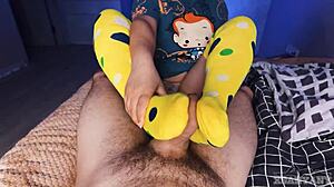 Xsanyany gets a Pikachu-style handjob with cum in mouth