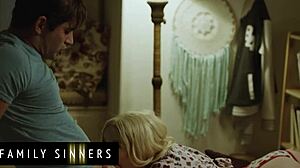 family sinners - hot blondie feels down after breakup and rides her stepbro to forget